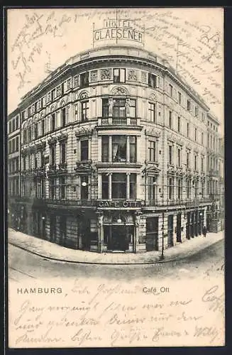 AK Hamburg, Café Ott und Hotel Glaesener