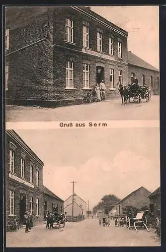 AK Serm, Restaurant von W. Longerich mit Strassenpartie