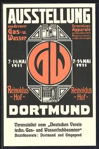 AK Dortmund, Ausstellung moderner Gas- u. Wasser Verwendungs-Apparate 1911, Heizung