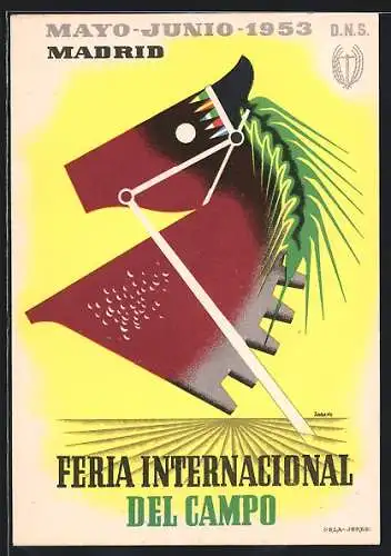 Künstler-AK Lozano: Madrid, Feria internacional del Campo 1953, Landwirtschafts-Ausstellung, Pferd