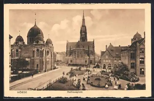 AK Hörde, Rathausplatz mit Synagoge