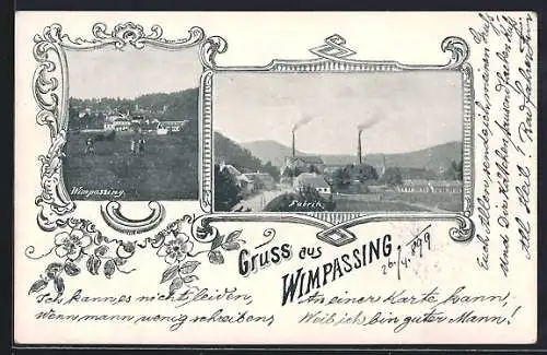 AK Wimpassing, Ortsansicht und Fabrik