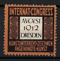 Reklamemarke Dresden, August 1912, Internat. Congress Kunstunterricht, Spiralmuster