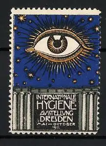 Reklamemarke Dresden, Internationale Hygiene Ausstellung, Auge, 1911