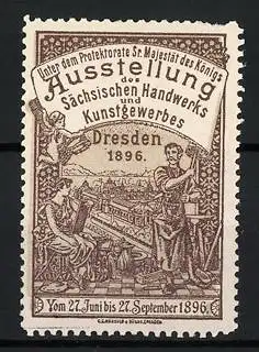 Reklamemarke Dresden, Ausstellung des Sächsischen Handwerks und Kunstgewerbes 1896, Handwerker und Künstler