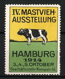 Reklamemarke Hamburg, IV. Mastviehausstellung 1914, Zuchtbulle