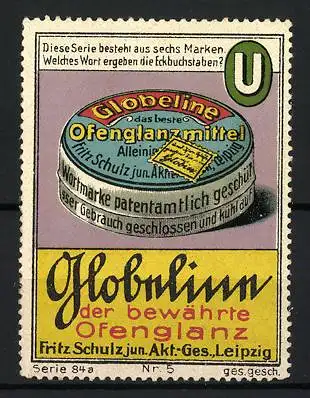 Reklamemarke Leipzig, Globolinn Ofenglanz, Glanzmittel-Dose