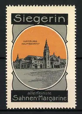 Reklamemarke Hamburg, Siegerin Sahnen-Margarine, Hauptbahnhof