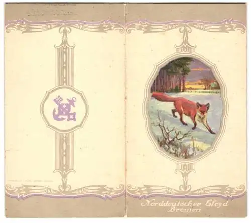 Menükarte 1929, Dampfer Arucas, Menü II. Frühstück, Norddeutscher Lloyd Bremen