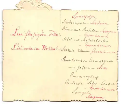 Menükarte Herr Ernst Franke, Handschrifliche Menükarte mit Foto des Herrn