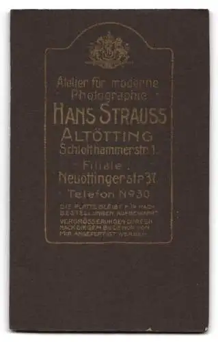 Fotografie Hans Strauss, Altötting, Schlotthammerstr. 1, Porträt einer jungen Frau