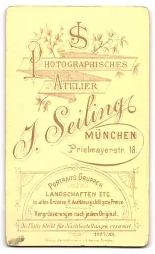 Fotografie J. Seiling, München, Prielmayerstr. 18, Porträt eines jungen Mannes