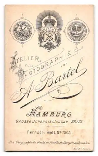 Fotografie A. Bartel, Hamburg, Grosse Johannisstrasse 23 /25, Porträt einer eleganten Frau