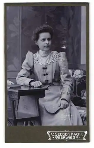 Fotografie C. Seeber Nachf., Oberwiesa, Elegante Dame in vornehmer Pose