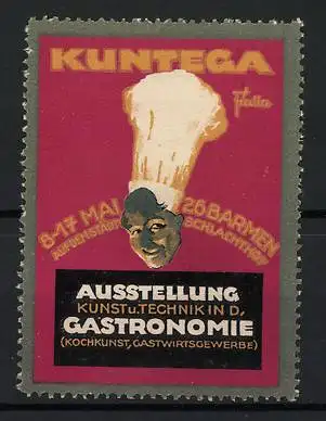 Reklamemarke Barmen, KUNTEGAAusstellung Kunst - und Technik in der Gastronomie, Kochmütze