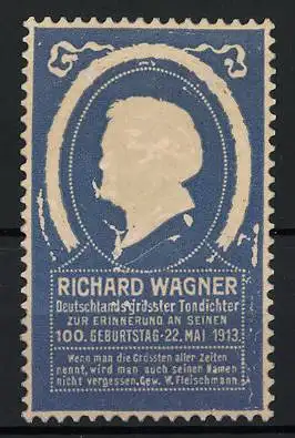 Reklamemarke Richard Wagner, 100. Geburtstag 1913, Silhouette