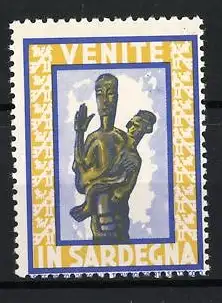 Reklamemarke Sardegna, Venite in Sardegna, Skulptur mit zwei Figuren