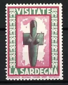 Reklamemarke Sardinien, Visitate La Sardegna, Statue im Profil