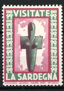 Reklamemarke Sardinien, Visitate La Sardegna, Antike Statue