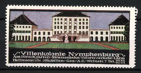 Künstler-Reklamemarke Ludwig Hohlwein, Nymphenburg, Villenkolonie, Gebäudeansicht