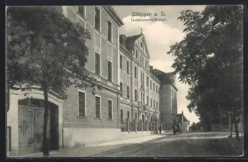 AK Dillingen a. D., Taubstummen-Anstalt mit Strasse