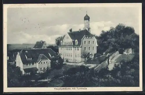 AK Burtenbach /Augsburg, Mädchen-Landerziehungsheim Schertlinhaus, Hauptgebäude mit Turnhalle aus der Vogelschau