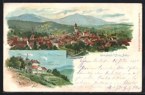 Künstler-AK Gernsbach b. Baden-Baden, Schloss Eberstein, Teilansicht