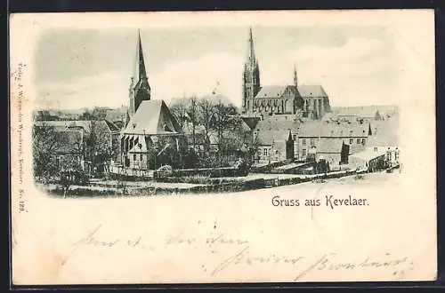 AK Kevelaer, Ortspartie mit Kirche