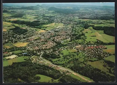 AK Uhingen, Teilansicht mit den drei Kaiserbergen, Fliegeraufnahme