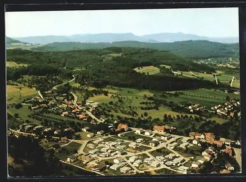 AK Bad Boll, Holzwasen mit Hotel Stauferland, Obere Breite und Freibadweg, Fliegeraufnahme