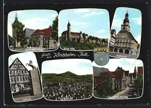 AK Kirchheim-Teck, Martinskirche Max-Eyth-Haus, Rössle, Rathaus