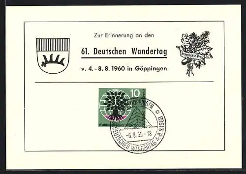 Künstler-AK Göppingen, 61. Deutscher Wandertag 1960, Wappen