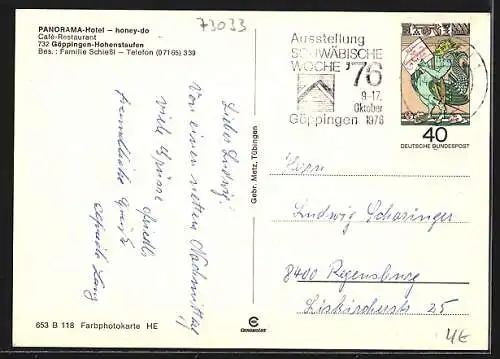 AK Göppingen-Hohenstaufen, Das Panorama-Hotel honey-do, Innenansicht