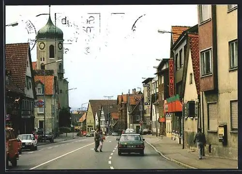 AK Geislingen-Altenstadt, Strassenpartie mit Kirche und Hotel Krone