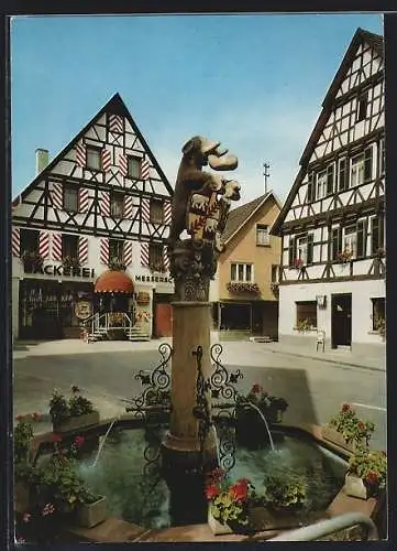 AK Wiesensteig /Schwäbische Alb, Marktplatz mit Bäckerei und Brunnen