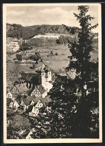 AK Wiesensteig, Teilansicht mit Kirche