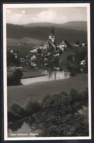 AK Regen /Bayr. Ostmark, Teilansicht mit Kirche