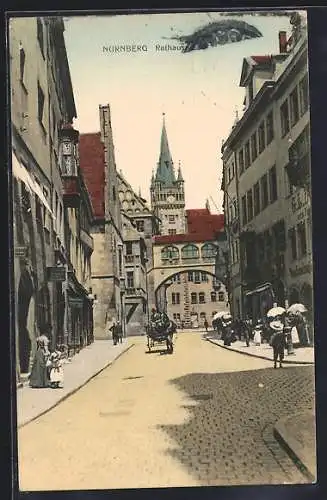 AK Nürnberg, Rathausgasse mit Weinhandlung