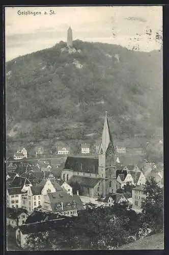 AK Geislingen / Steige, Blick über die Stadt mit Kirche