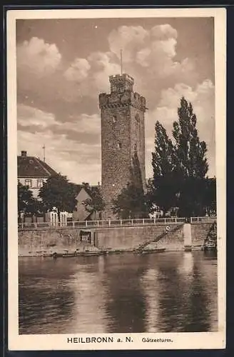 AK Heilbronn, Neckarpartie mit Götzenturm