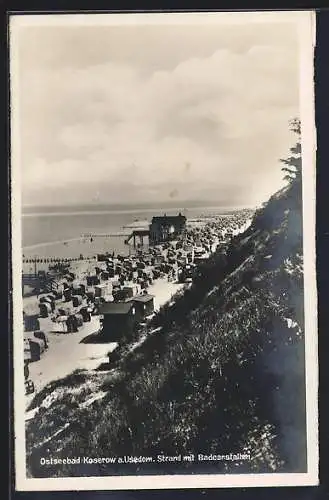 AK Koserow a. Usedom, Strand mit Badeanstalten