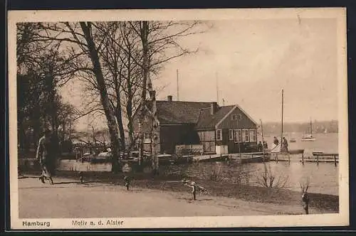 AK Hamburg-St.Georg, Motiv an der Alster