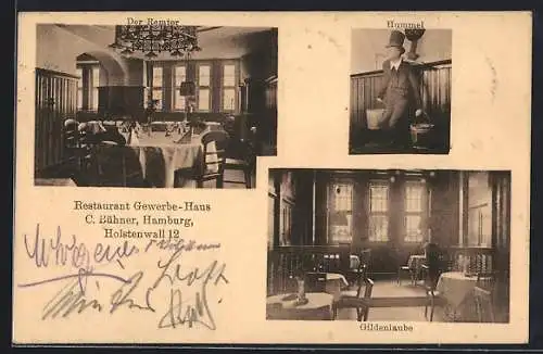 AK Hamburg-Neustadt, im Restaurant Gewerbe-Haus, Gildenlaube, Hummel