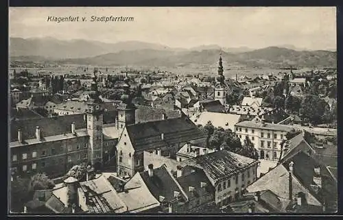 AK Klagenfurt, Teilansicht vom Stadtpfarrturm