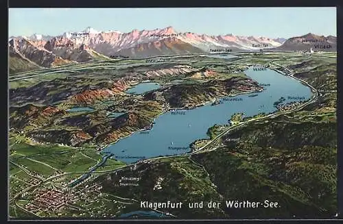 AK Klagenfurt, Gesamtansicht am Wörther-See aus der Vogelschau