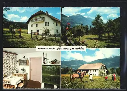 AK Greifenburg, Pension Jausenstation Gamberger Alm im Bergidyll, Innenansicht