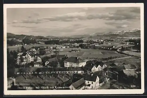 AK Fellach bei Villach, Obere Fellach mit Karawanken