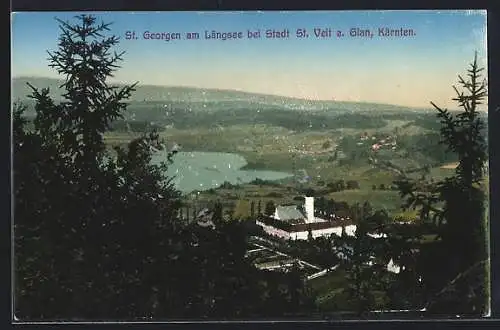 AK St. Georgen am Längsee, Ortsansicht aus der Vogelschau