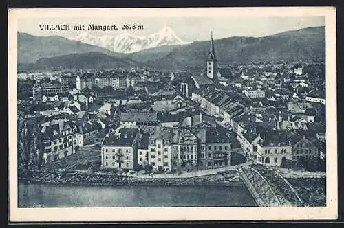 AK Villach, Ortsansicht mit Mangart