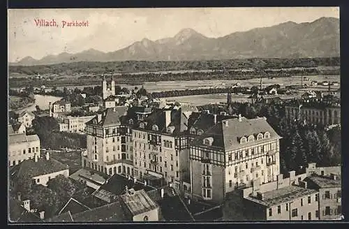 AK Villach, Parkhotel aus der Vogelschau